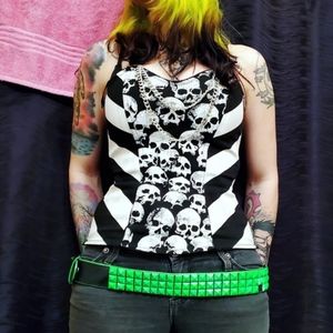 Hot Topic (Deadstock) Skull Zip Corset Halter